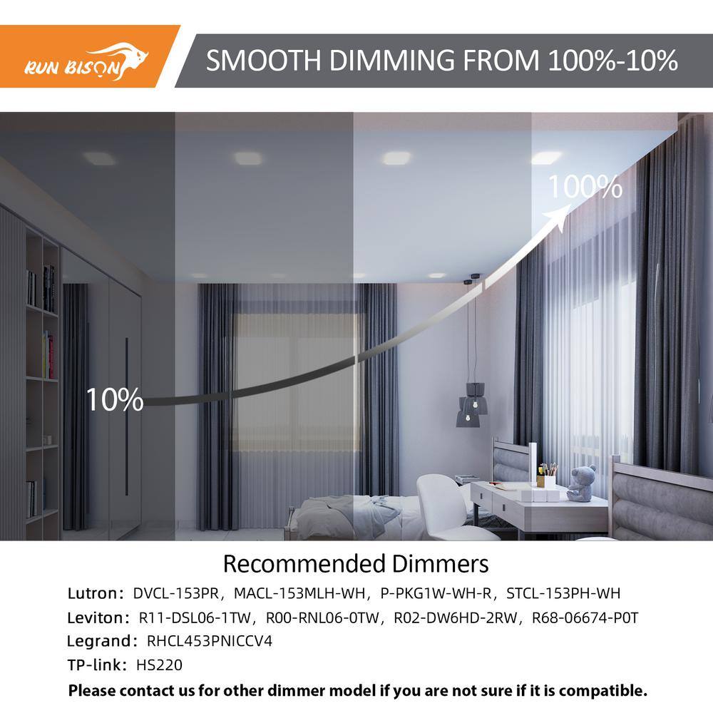 4-Pack 9 in. Brushed Nickel Selectable LED Integrated LED Flush Mount Square Downlight - Hercitys