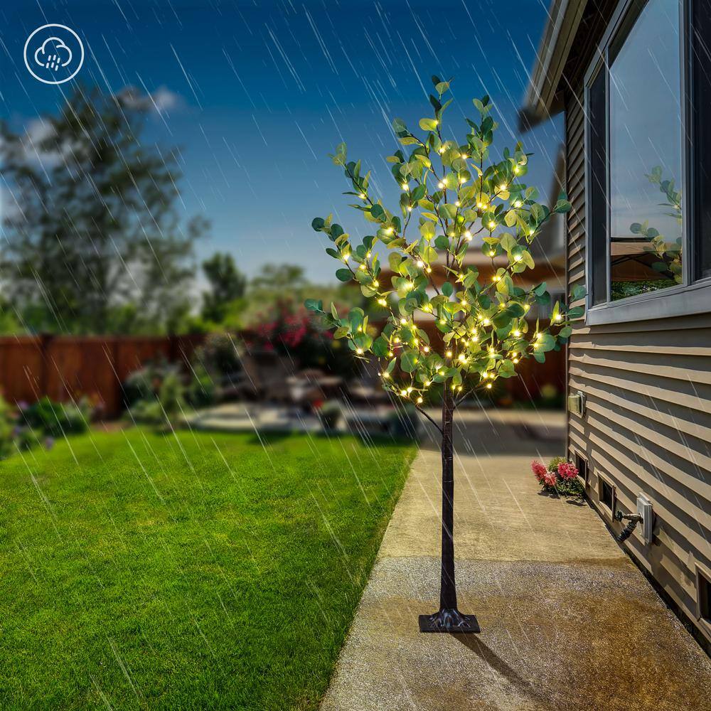 5 ft. Lighted Eucalyptus Warm White Tree Artificial Christmas Tree 172 Mini LED Artificial Tree Indoor Outdoor - Hercitys