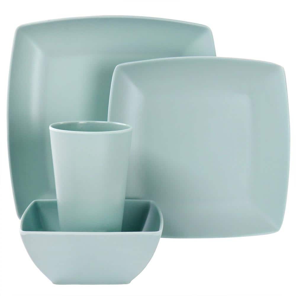 16 Piece In Mint Square Dinnerware Set Grayson Melamine - Hercitys