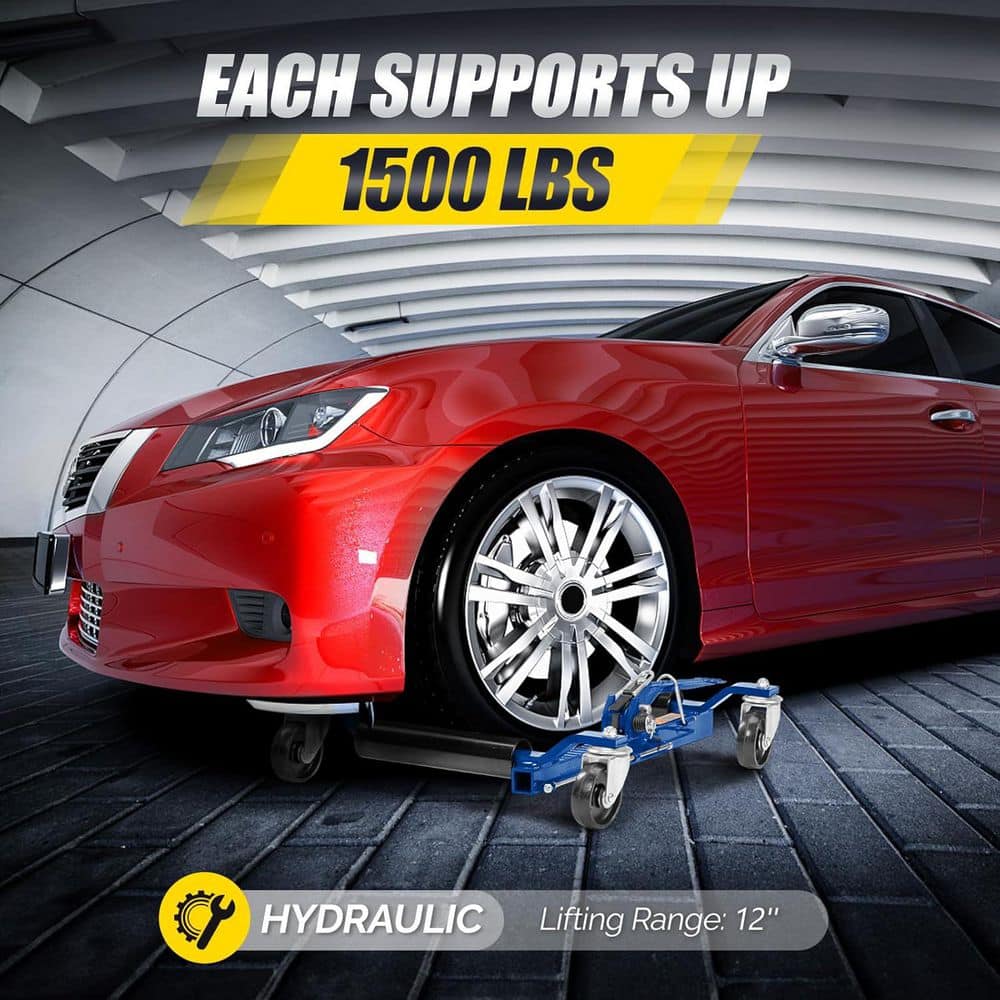 1500 lbs. Capacity Mechanical Car Wheel Dolly in Blue 2-Pack - Hercitys