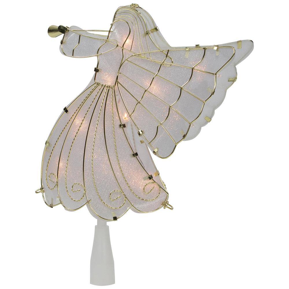 10 in. Gold Angel Tree Topper Warm White Lights - Hercitys