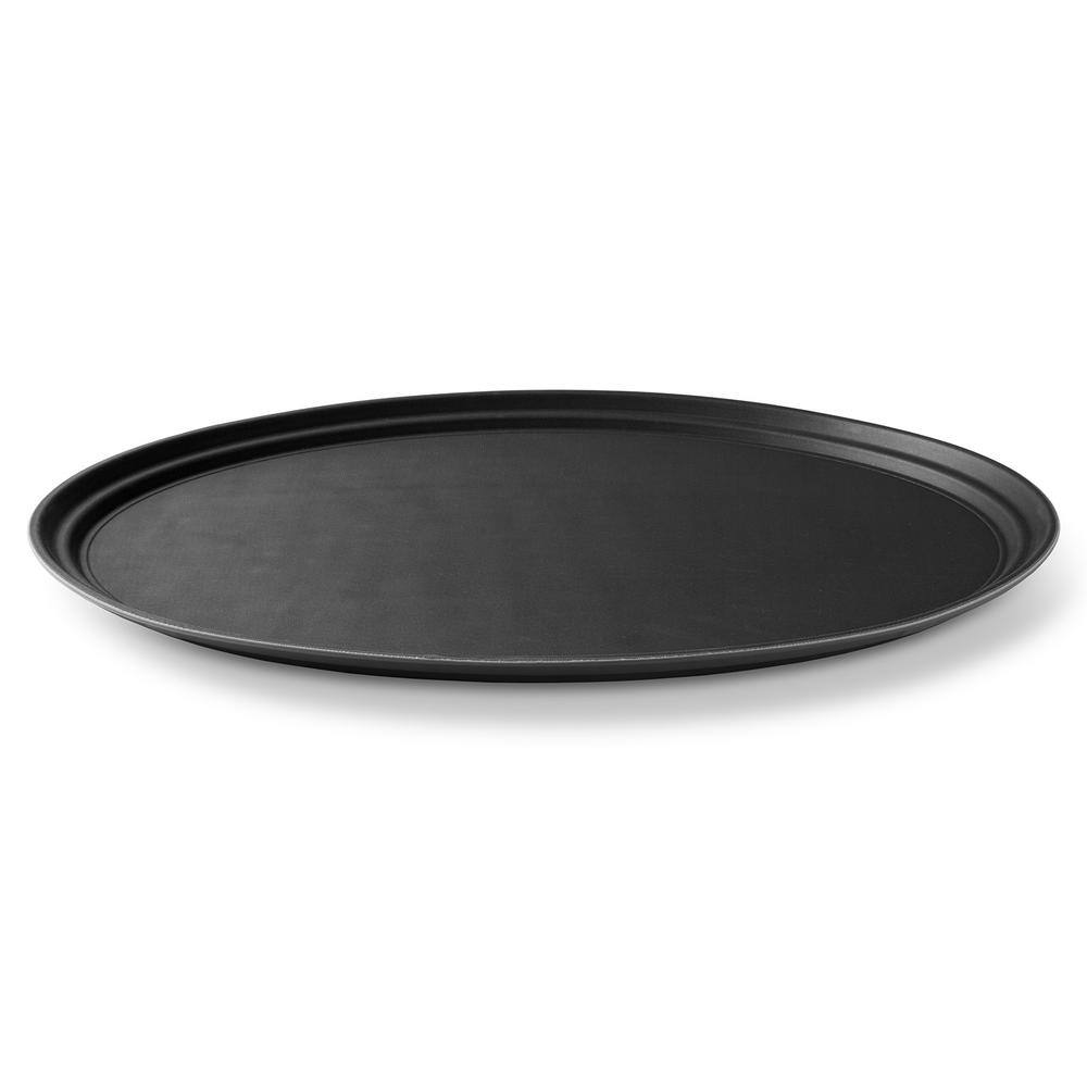 29 in. x 24 in. x 1.25 in. Oval Non-Slip Plastic Restaurant Serving Tray, Black – NSF Food Service - Hercitys