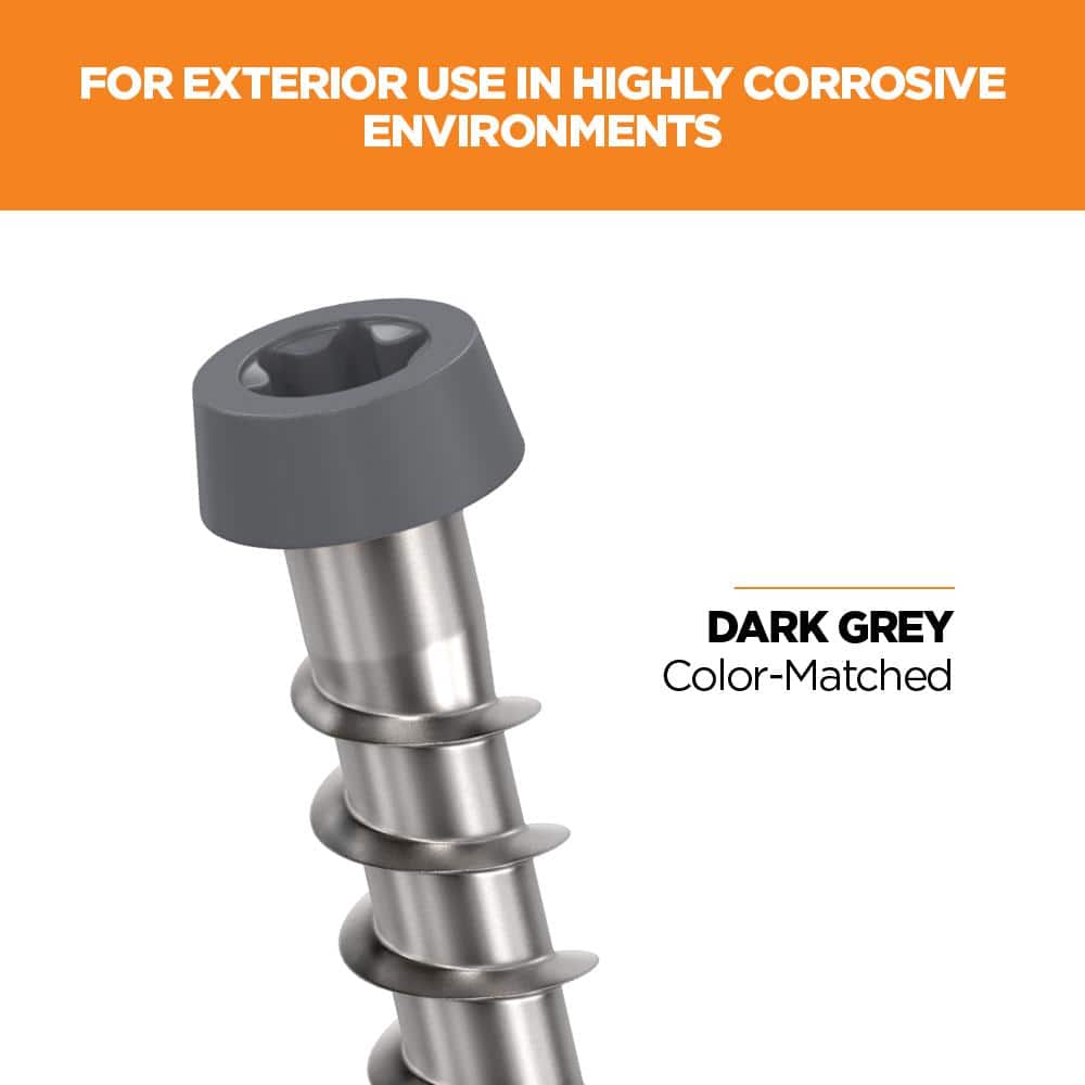 #10 2-1/2 in. 316 Stainless Steel Star Drive Dark Gray Composite Deck Screws (350-Count) - Hercitys