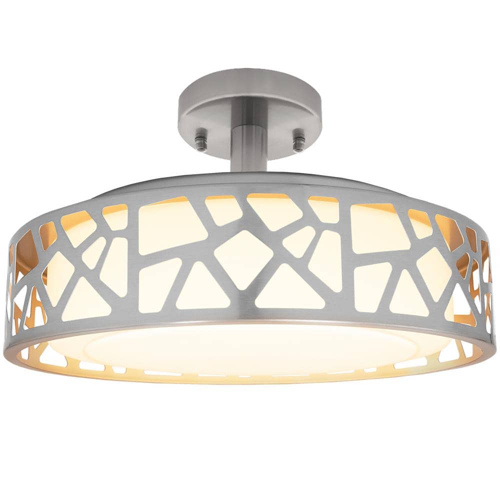 14 in. 1-Light Satin Nickel LED Interior Semi-Flush Mount Ceiling Light - Hercitys