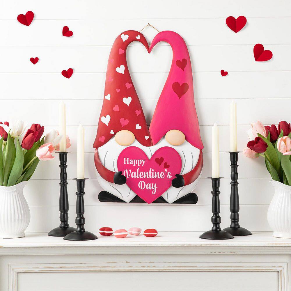 30 in. H Valentine’s Metal Gnome Couple Yard Stake(KD, 3 Function) - Hercitys