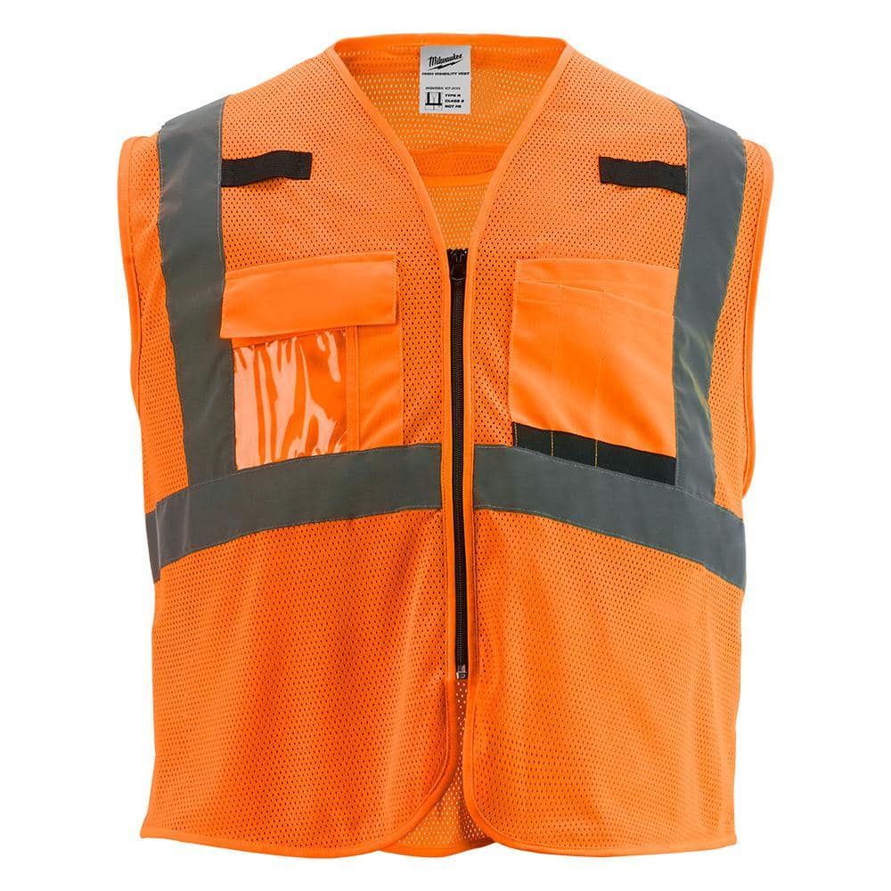 2X-Large/3X-Large Orange Class 2 Polyester Mesh High Visibility Safety Vest with 9-Pockets - Hercitys