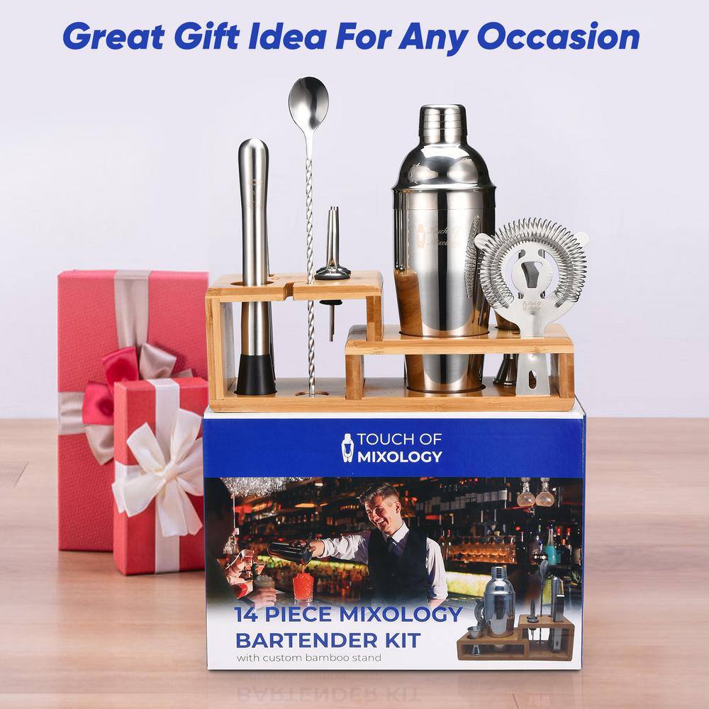 14-Piece Stainless Steel Bartender Kit – Bar Set Cocktail Shaker Set – Cocktail Kit Set – Bartending Kit - Hercitys