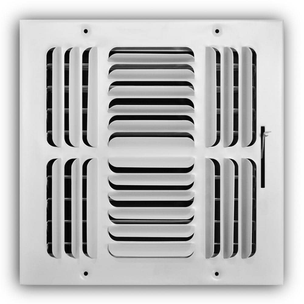 10 in. x 10 in. 4-Way Steel Fixed Curved Blade Wall/Ceiling Register in White - Hercitys