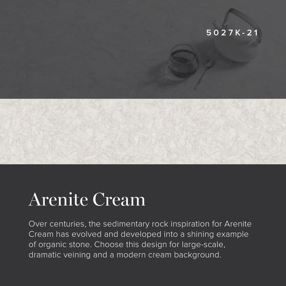 5 ft. x 12 ft. Laminate Sheet in Arenite Cream Premium Textured Gloss Finish - Hercitys