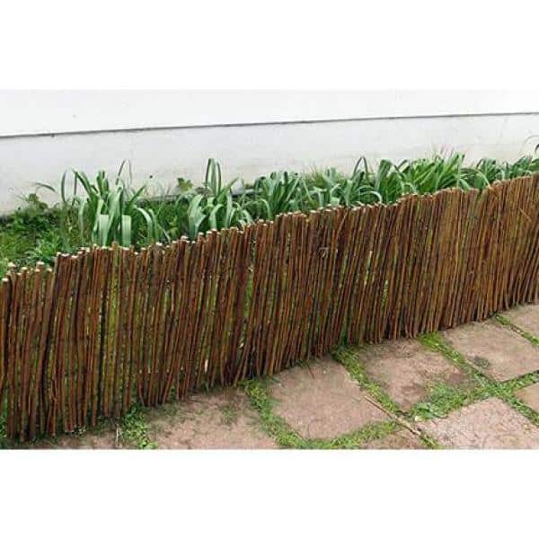 168 in. L x 12 in. H Brown Willow Rolled Border Fence/Edging - Hercitys