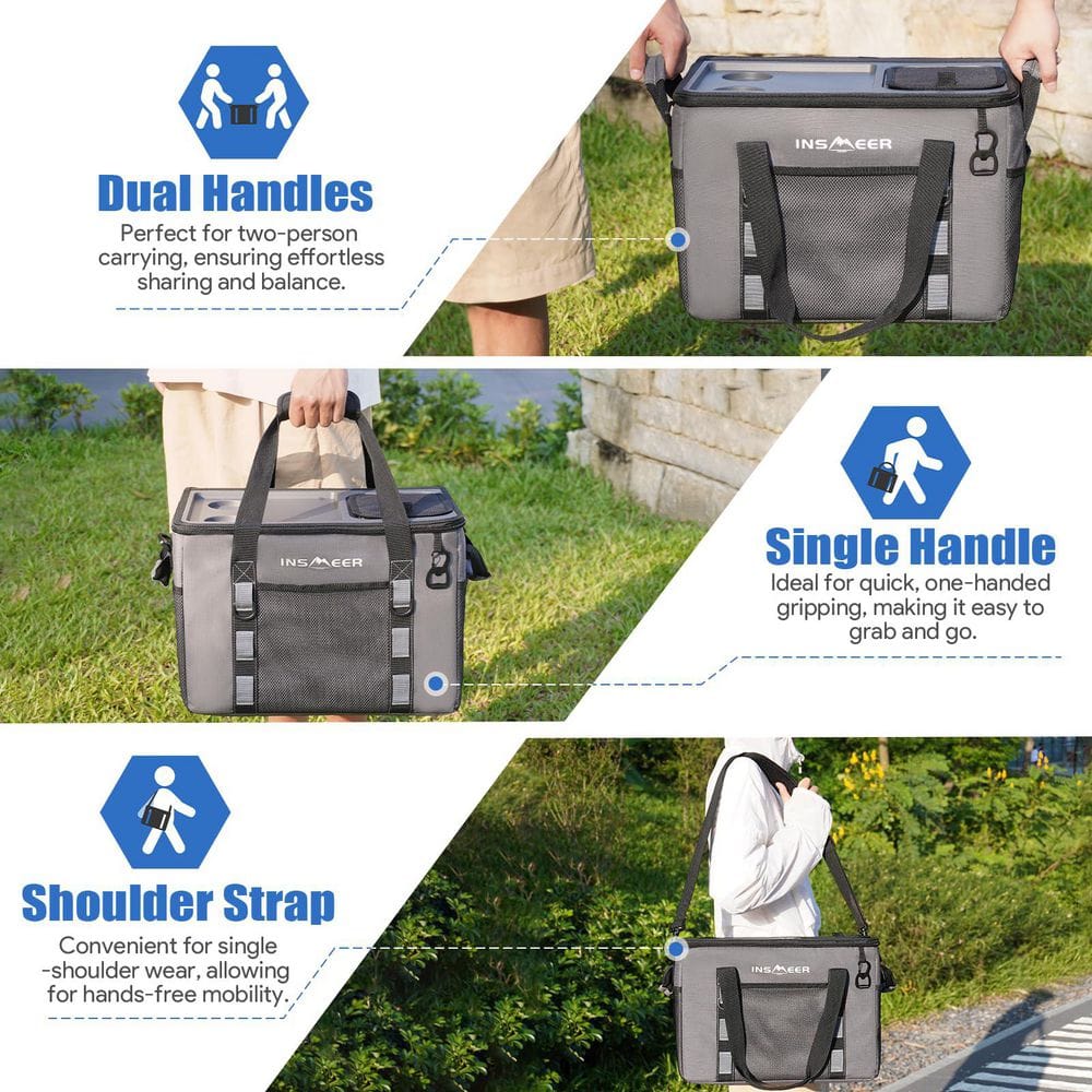 42 qt. Soft Cooler Bag with Hard Shell and 2 Cup Holders, Leakproof for Travel, Ice Chests and Cooler Lunch Box - Hercitys