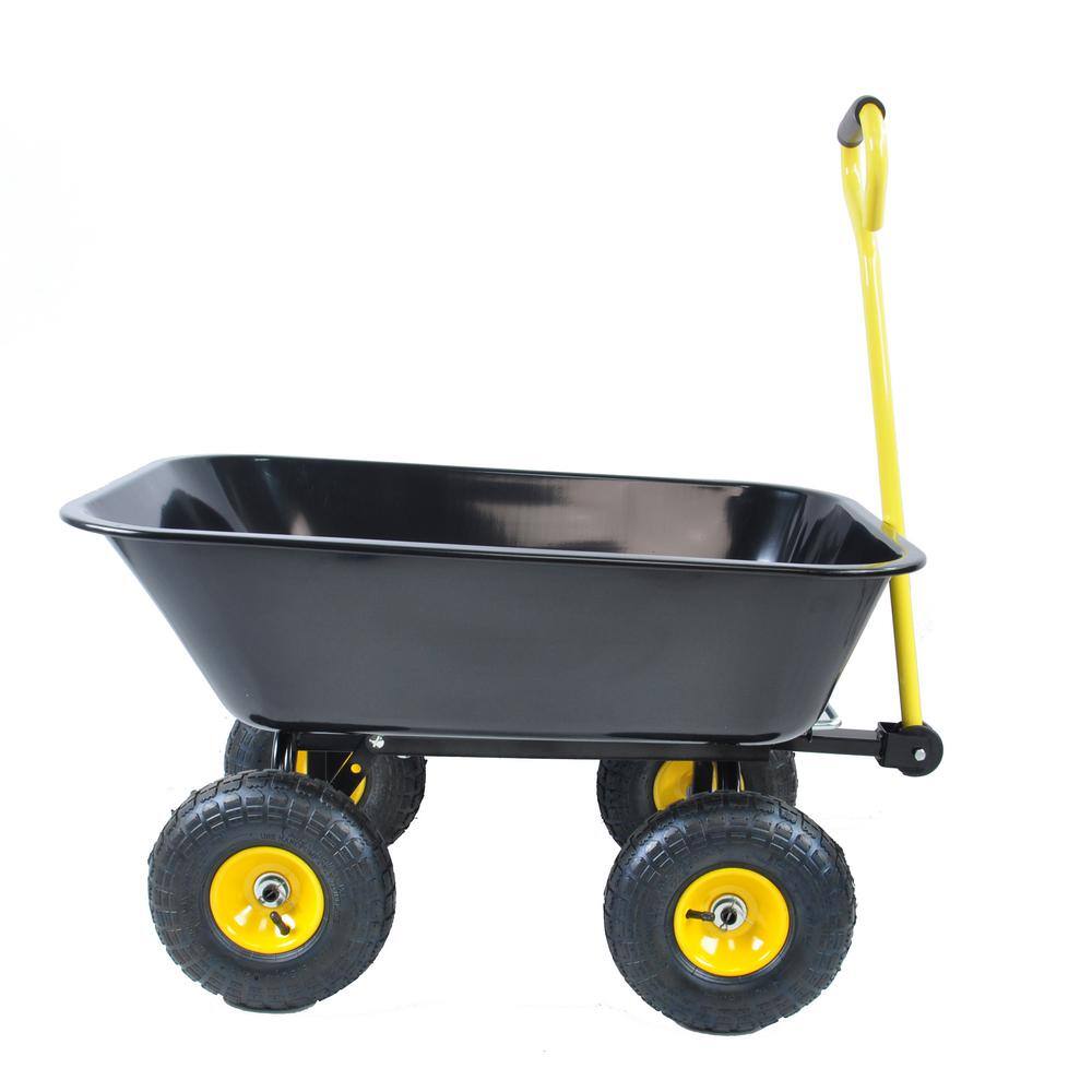 2.5 cu. ft. Metal Garden Cart with Steel Frame and 10 in. Pneumatic Tires 300 lbs. - Hercitys