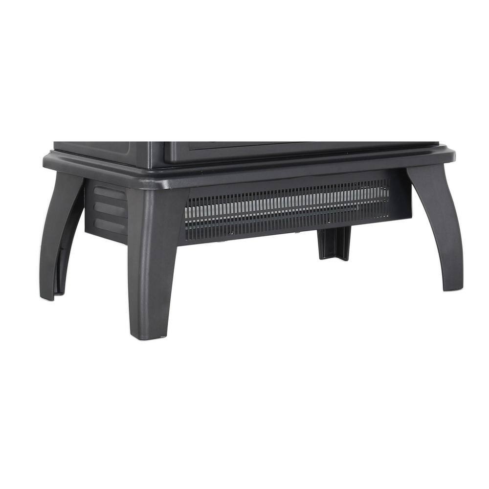 18 in. Freestanding 3D Flame Infrared Quartz Electric Fireplace in Black with Remote Control - Hercitys