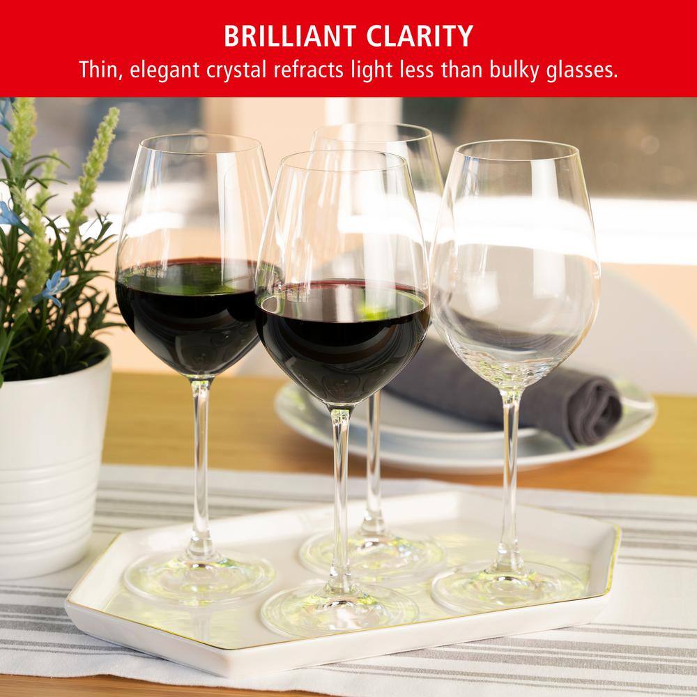 19.4 oz. Red Wine Glasses European-Made Lead-Free Crystal, Classic Stemmed, Dishwasher Safe (Set of 4) - Hercitys