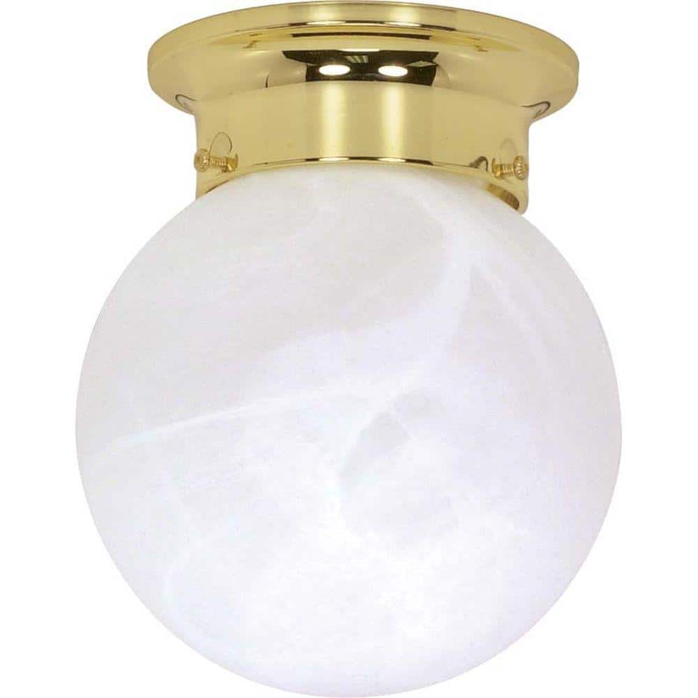1-Light Polished Brass Mount Light with Alabaster Glass - Hercitys