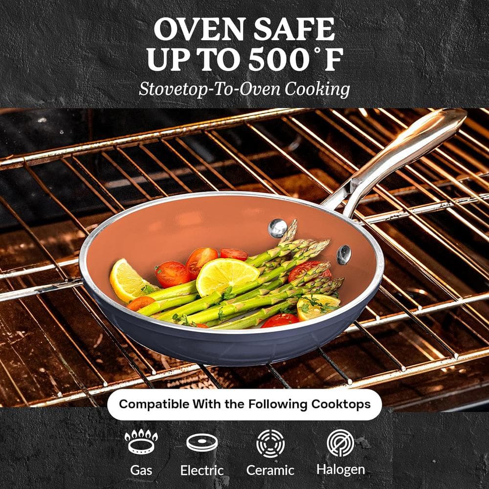 15-Piece Aluminum Ti-Ceramic Nonstick Cookware Set with Utensils in Graphite - Hercitys