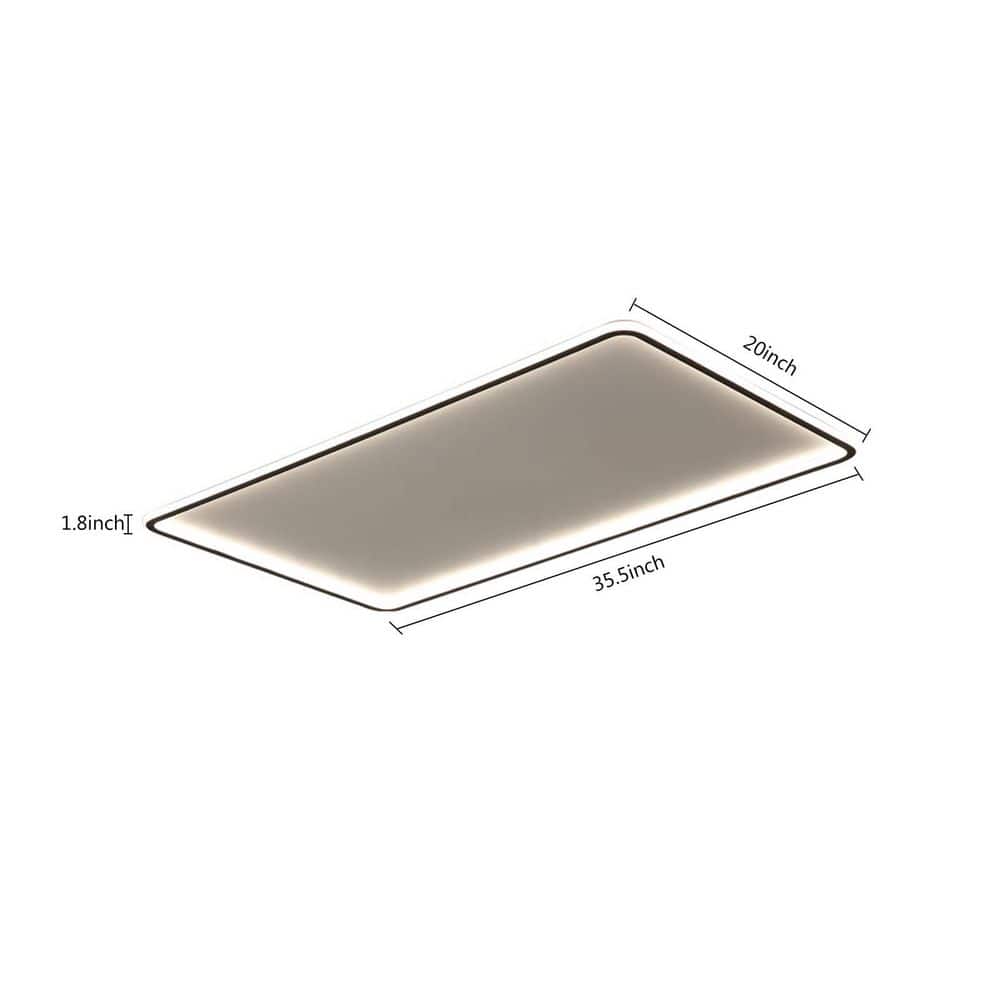 35.5 in. 1-Light White Modern Rectangular Shape Selectable LED Flush Mount Ceiling Light - Hercitys