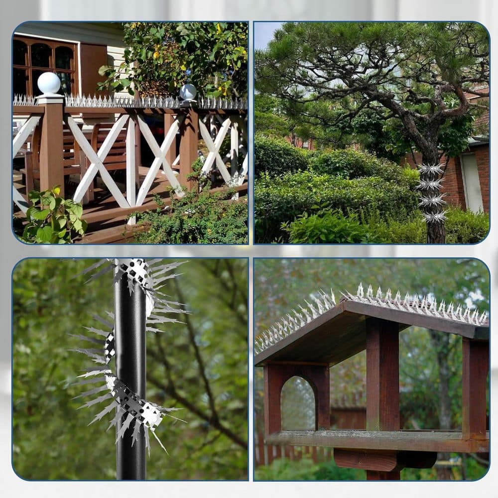 11.8 in. x 0.8 in. Stainless Steel Bird Spikes for Pigeons Cats Squirrels, Birds Deterrents Covers 20-Feet (20-Pack) - Hercitys