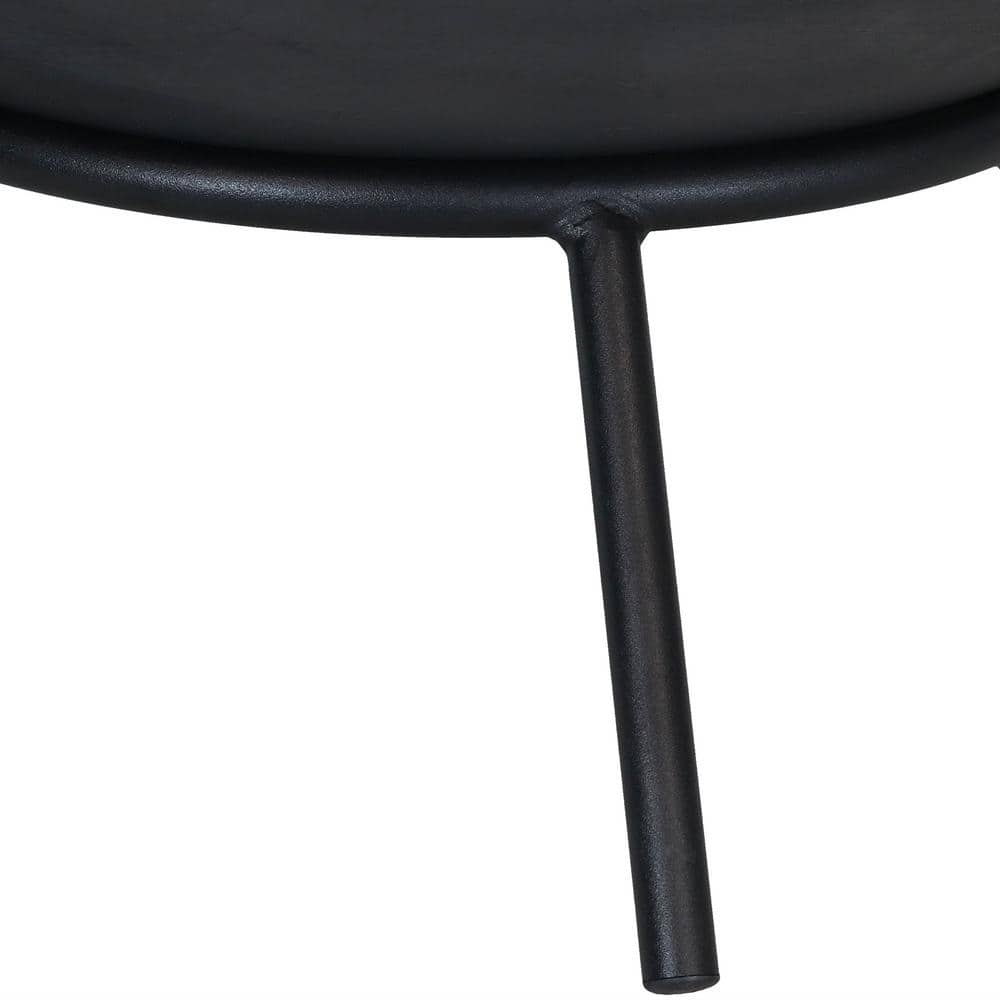 22 in. x 10 in. Round Raised Cast Iron Wood Burning Fire Pit in Steel Finish - Hercitys