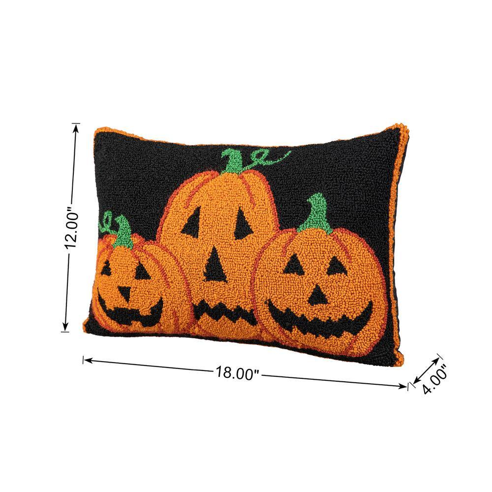 18 in. L Hooked Halloween Pumpkins Pillow - Hercitys