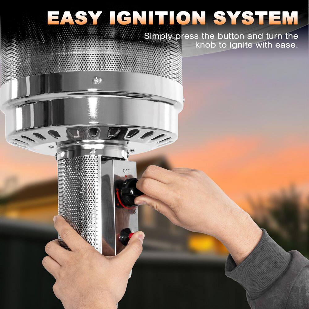 46,000 BTU Metal Brown Propane Gas Patio Heater with Wheels and Drink Stand - Hercitys