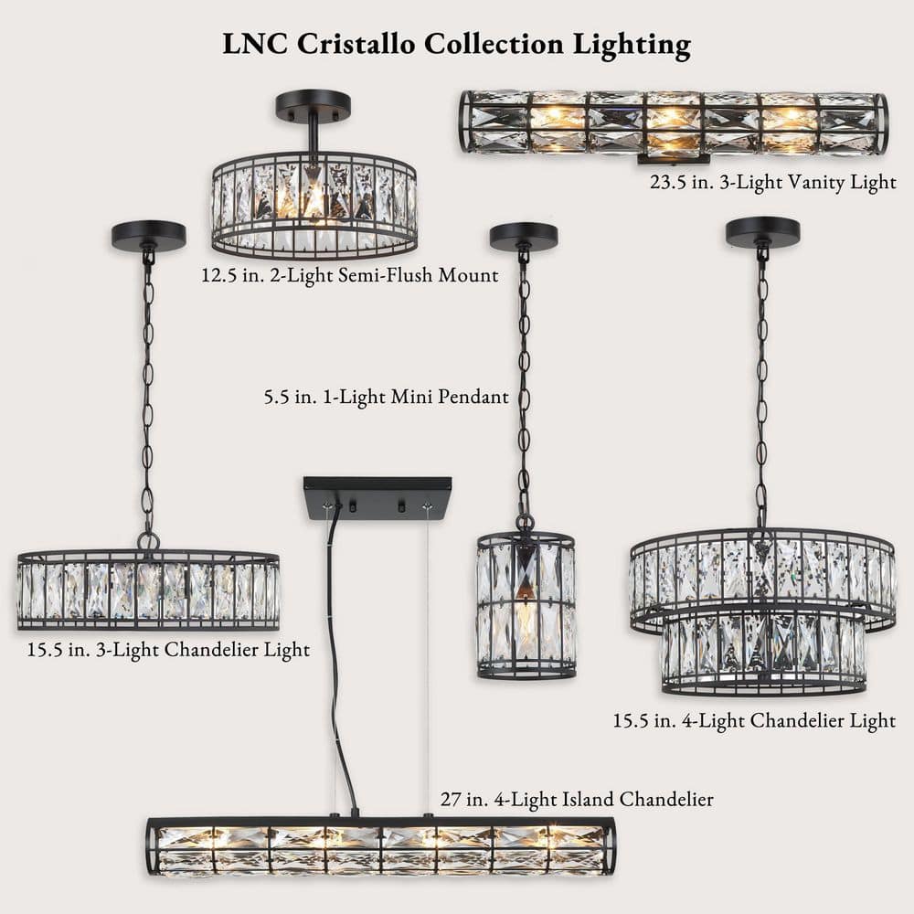 12.5 in. 2-Light Industrial Modern Black Drum Semi Flush Mount Light with Crystal Glass Shade - Hercitys