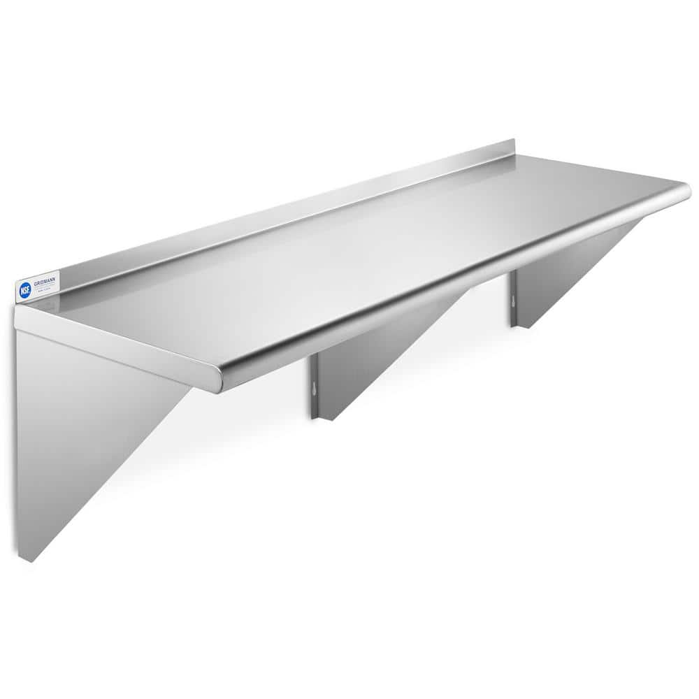 18 in. x 48 in. x 18.5 in. Stainless Steel Wall-Mount Garage Wall Shelf with Brackets - Hercitys