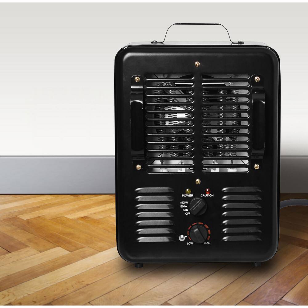 1500W Milkhouse Utility Heater Electric in Black - Hercitys