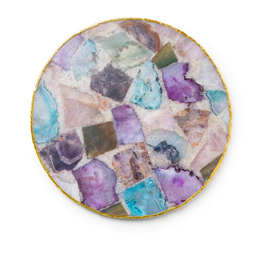 12 in.Radiance Agate Cheese.Serving Board with Gold Edges - Hercitys