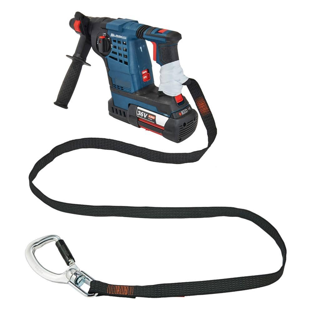 40 lbs. Black Standard Single Double-Locking Carabiner with Swivel Tool Lanyard - Hercitys