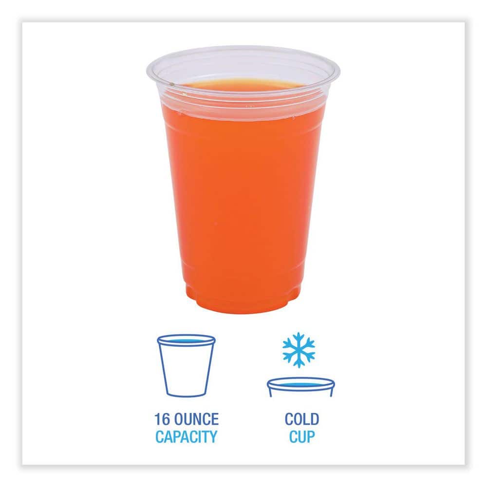 16 oz. Clear Disposable Plastic Cups, Cold Drinks, PET, 20-Cups/Sleeve, 50 Sleeves/Carton - Hercitys