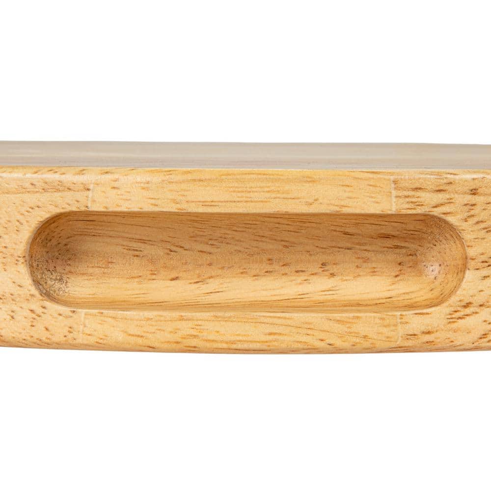 14.76 in. Natural Brown Round Rubberwood Cheese and Cutting Board with Handles - Hercitys