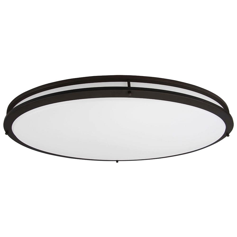 32.25 in. 200-Watt Modern Brushed Nickel Integrated LED Flush Mount with White Acrylic Shade - Hercitys