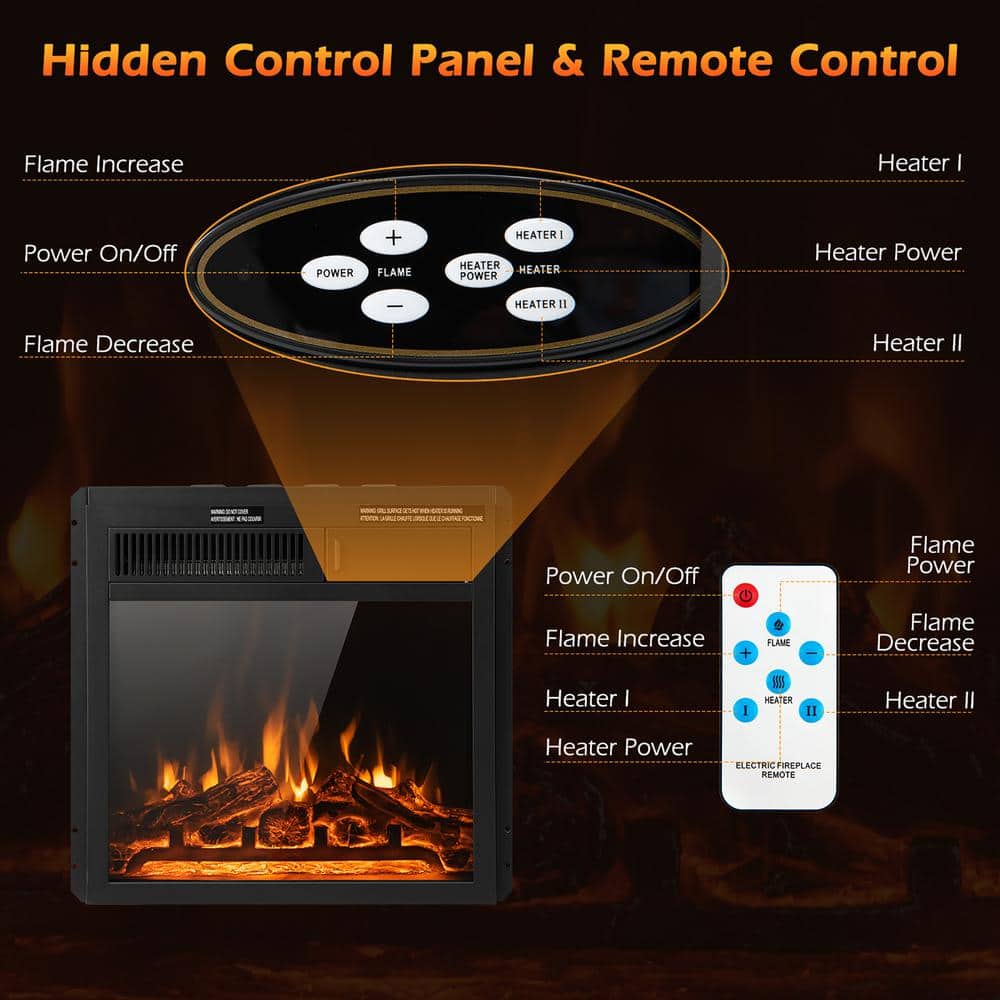 18” Electric Fireplace Insert 5100 BTU Freestanding Heater with Remote Control - Hercitys