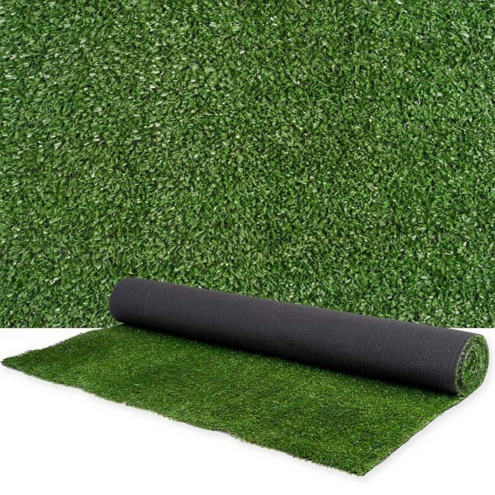 5 ft. x 10 ft. Plastic Garden Fence Premium Artificial Turf Mat with Drainage Holes and Rubber Backing in Green - Hercitys