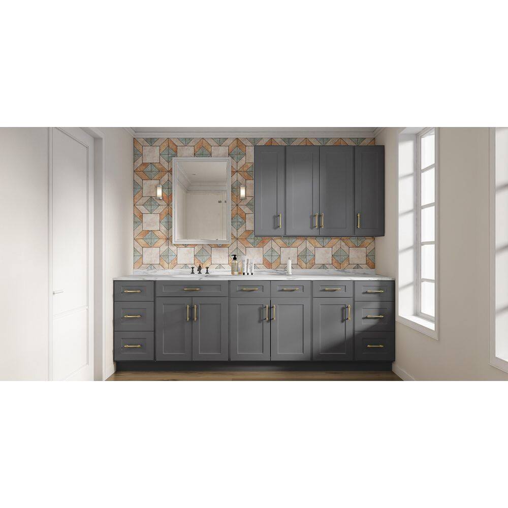 33-in W X 12-in D X 12-in H in Shaker Grey Plywood Ready to Assemble Wall Glass kitchen Cabinet - Hercitys