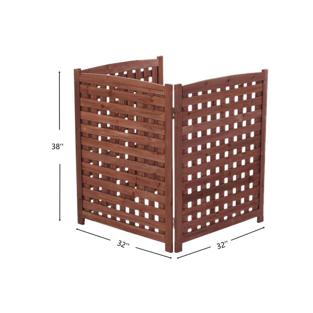 3-Panel 38 in. Outdoor Wood Garden Fence, Air Conditioner Fence Screen Privacy Screen Fence, for Pool Trash Can, Brown - Hercitys