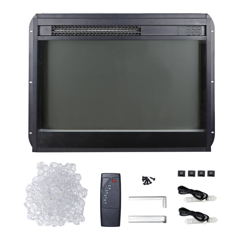 23 in. Wall Mount Electric Fireplace Insert in Black with Tempered Glass, Remote Control, Timer - Hercitys