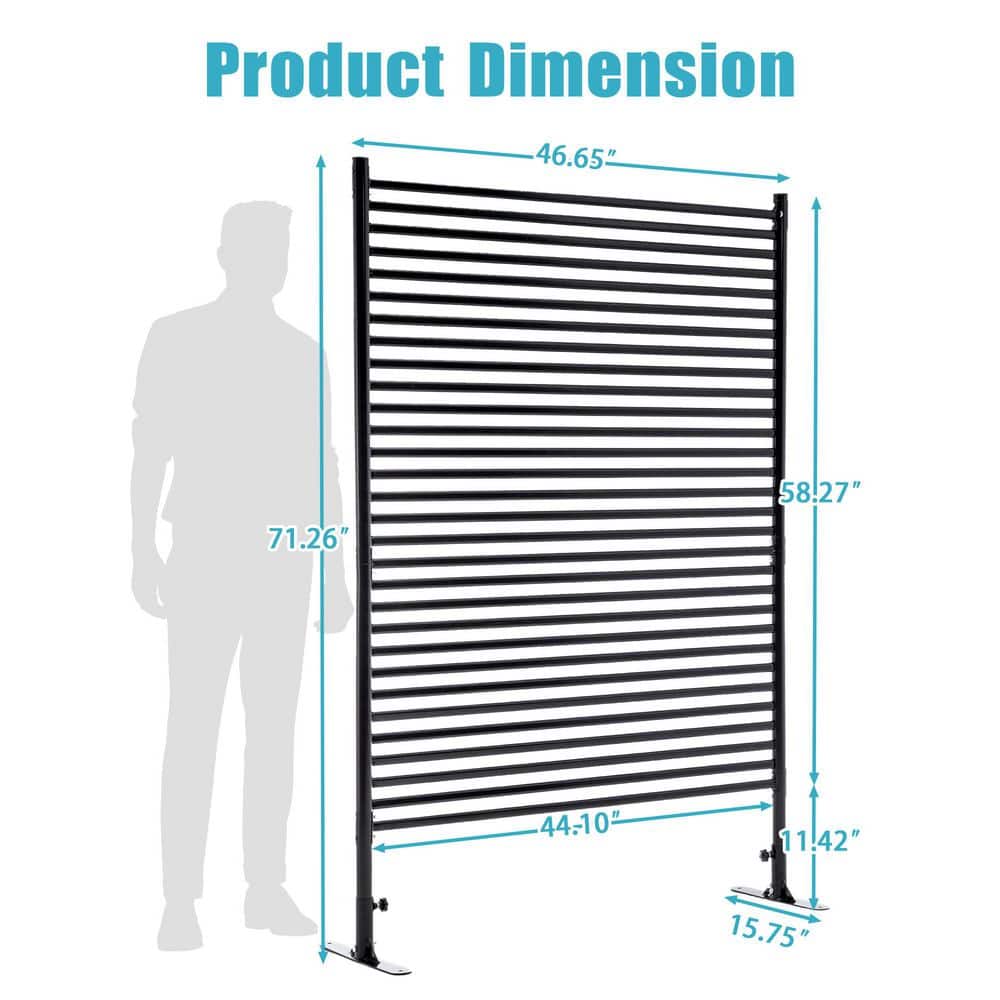 3.8 ft. W x 6 ft. H Outdoor Freestanding Privacy Screen Metal Slatted Privacy Fence Panels Outside and Patio (1-Piece) - Hercitys