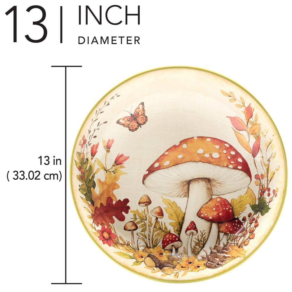 13 in. 122 fl. oz. Multi-Colored Earthenware Woodland Critters Serving Bowl - Hercitys