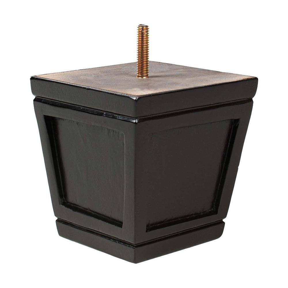 4 in. x 4 in. Stained Espresso Solid Hardwood Square Bun Foot (4-Pack) - Hercitys