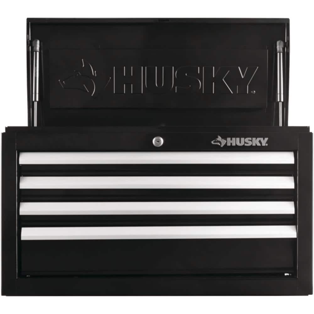 26 in. W x 12 in. D Standard Duty 4-Drawer Top Tool Chest in Gloss Black - Hercitys