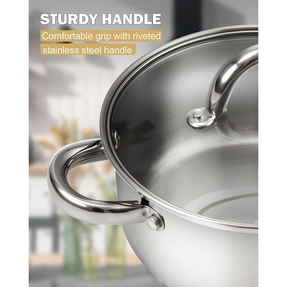 16 qt. Stainless Steel Stock Pot with Glass Lid - Hercitys