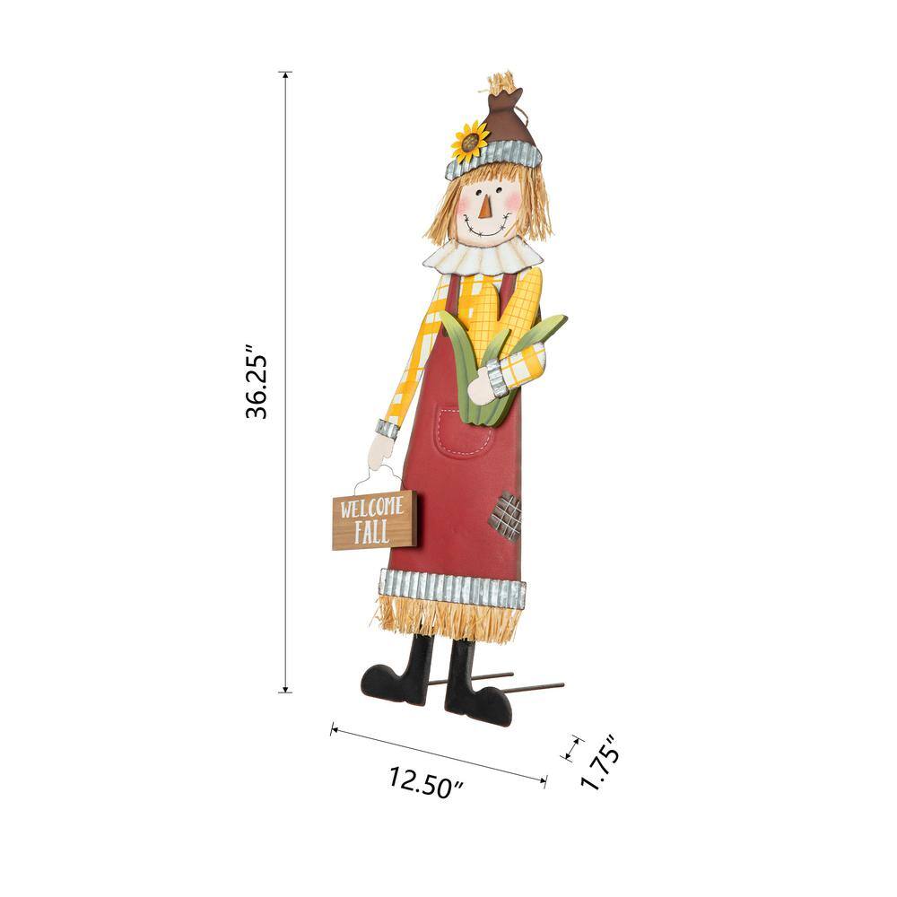 37.25 in. H Metal Scarecrow Yard Stake/Standing/Hanging Sign (Three Function) - Hercitys