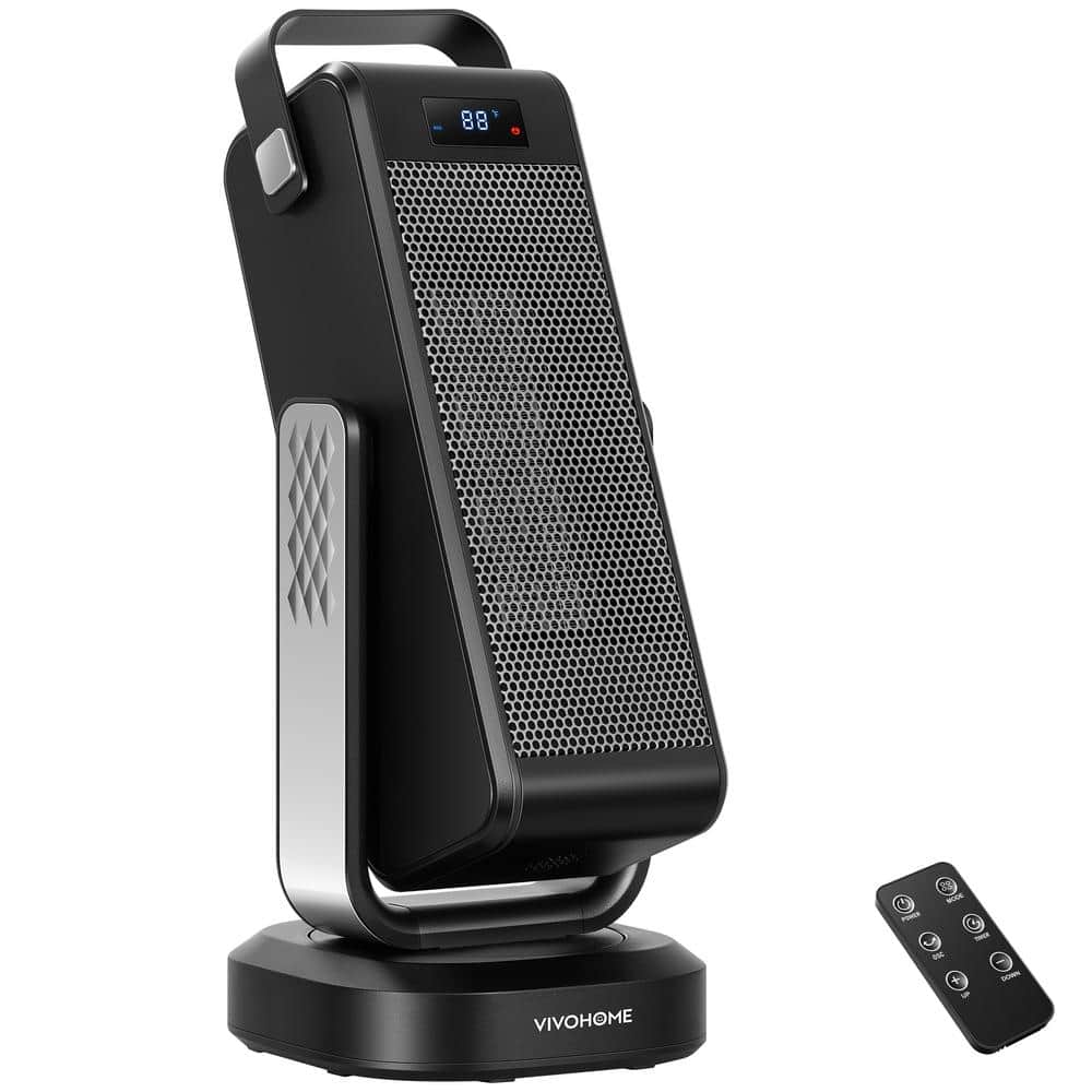 17in. 1500W Electric 3D Oscillating Portable Ceramic Convection Space Heater with Remote, 12H Timer, Thermostat - Hercitys