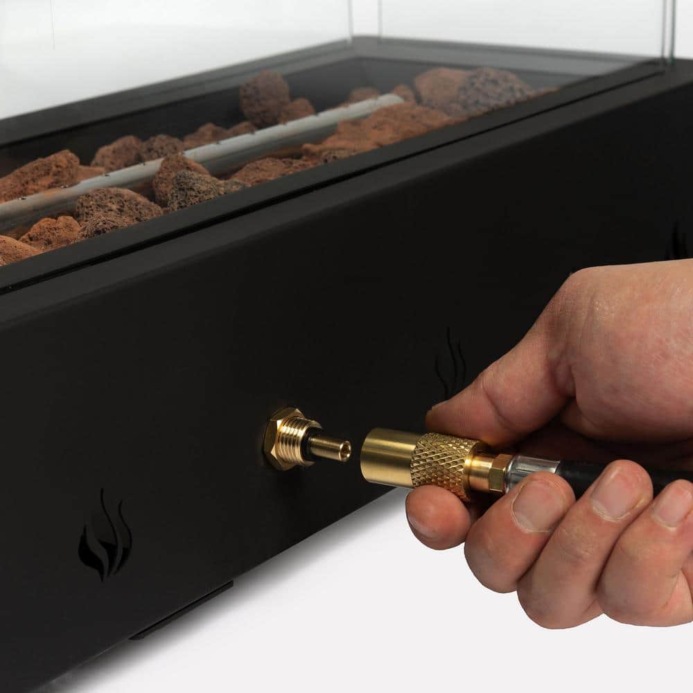 27.95 in. W x 8.00 in. H Steel Rectangle Propane Gas Tabletop Fire Pit in Black - Hercitys