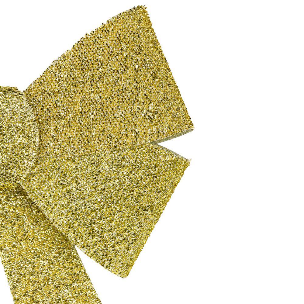 12 in. W Gold Tinsel 4-Loop Christmas Bow Decoration - Hercitys
