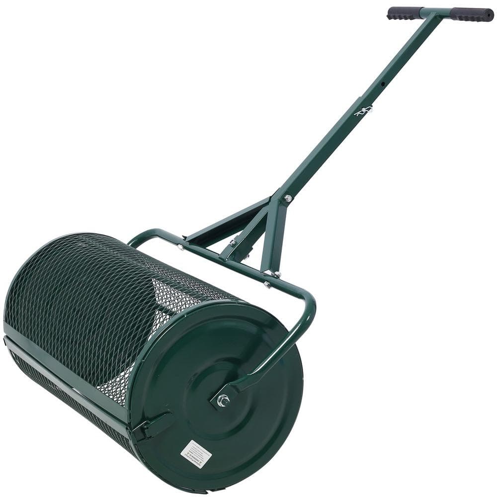24 in. Steel Handle Peat Moss Spreader, Metal Compost Spreader Metal Mesh (Dia 15.7 in.) - Hercitys