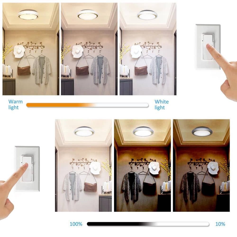 16.1 In. White Flush Mount Ceiling Light with Imitated Crystal Trim, Dimmable LED - Hercitys