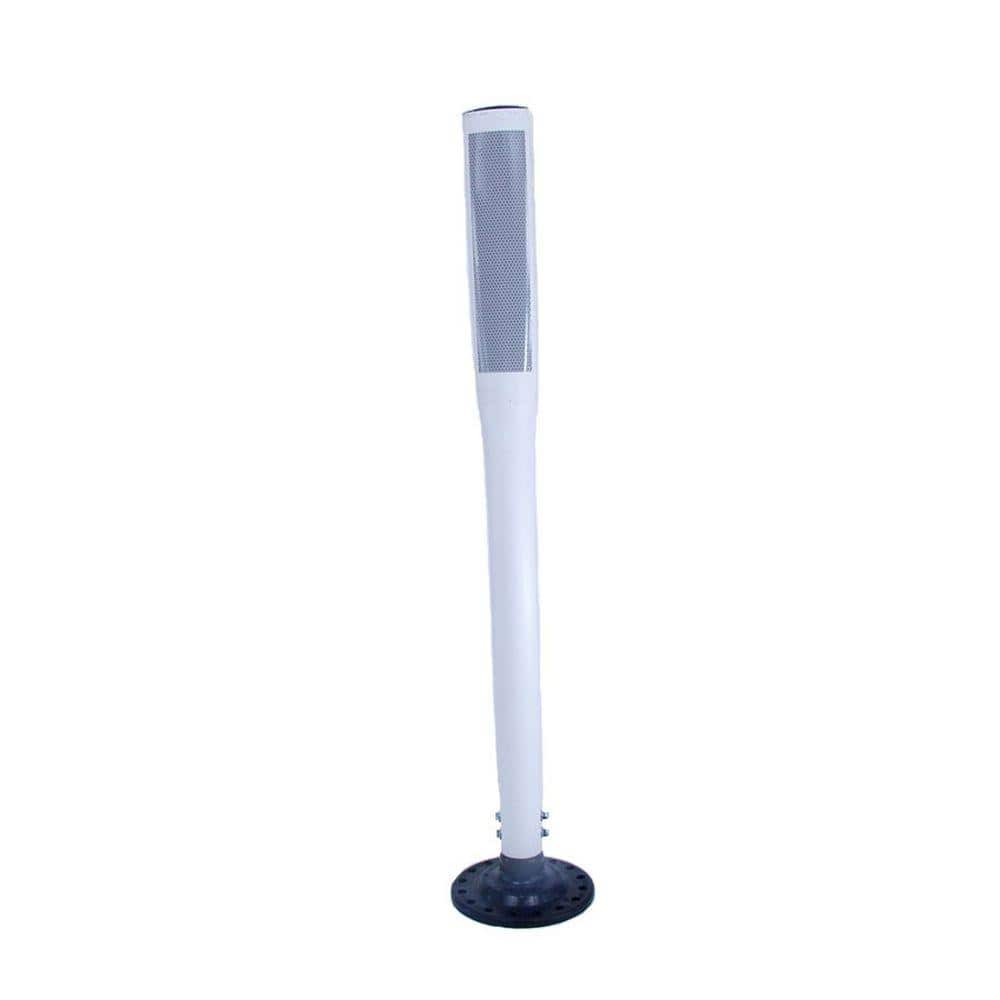 42 in. White Flat Delineator Post and Base with 3 in. x 12 in. High-Intensity Strip - Hercitys